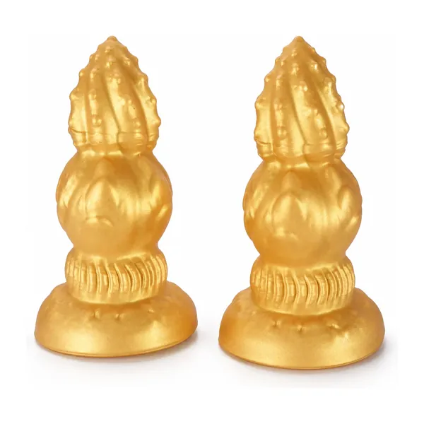 Cactus Plug, gold textured silicone, both sizes on white