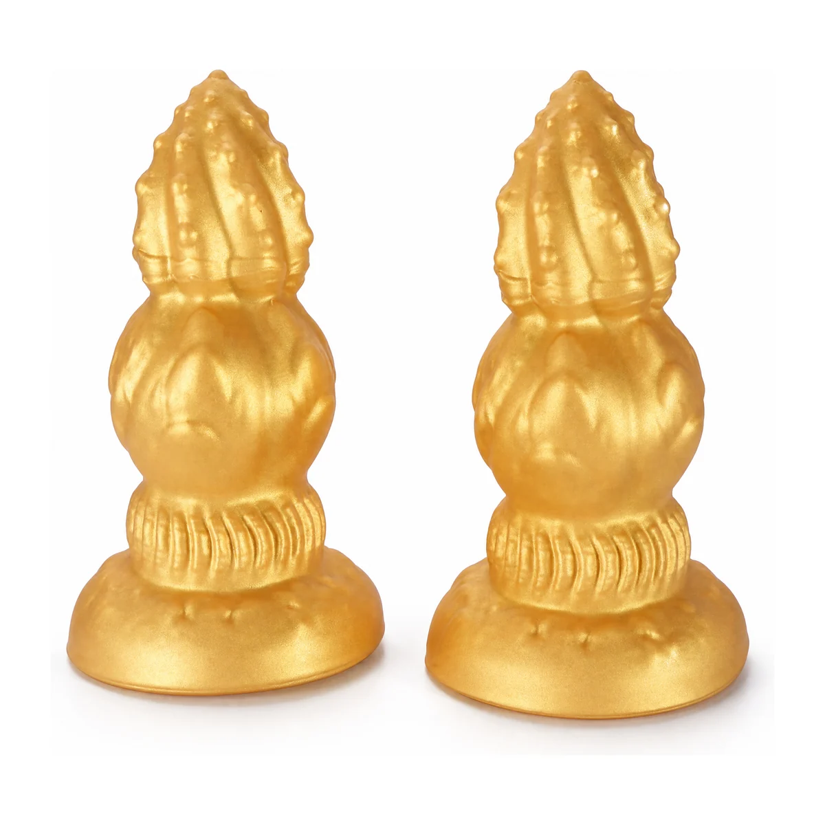 Cactus Plug, gold textured silicone, both sizes on white