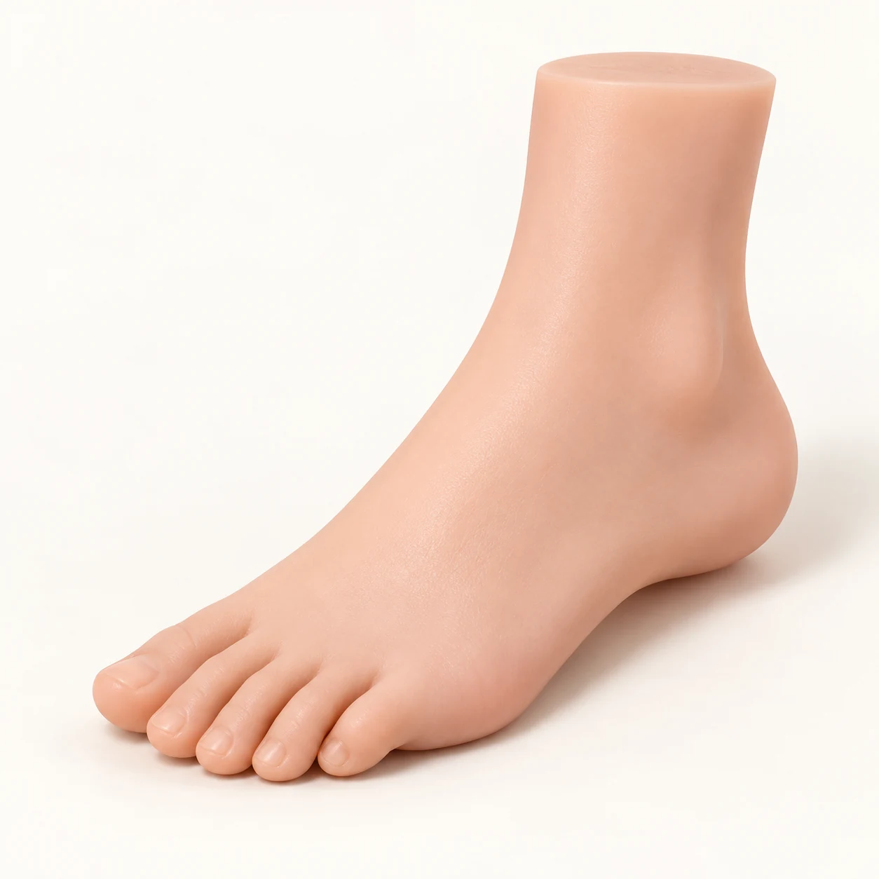 AI illustration: one freestanding foot-shaped male masturbator, exterior view