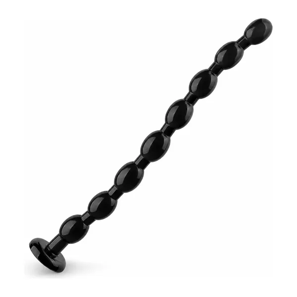 Linked Beads, graduated black beads on a flared disc base