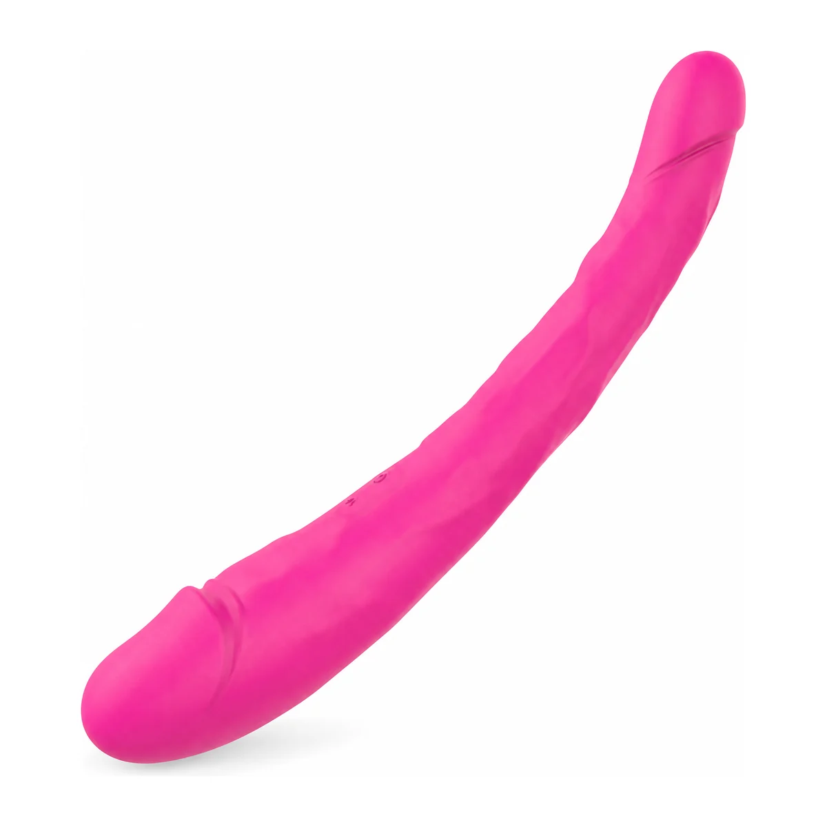 Rechargeable Double Dildo, pink silicone, curved double end