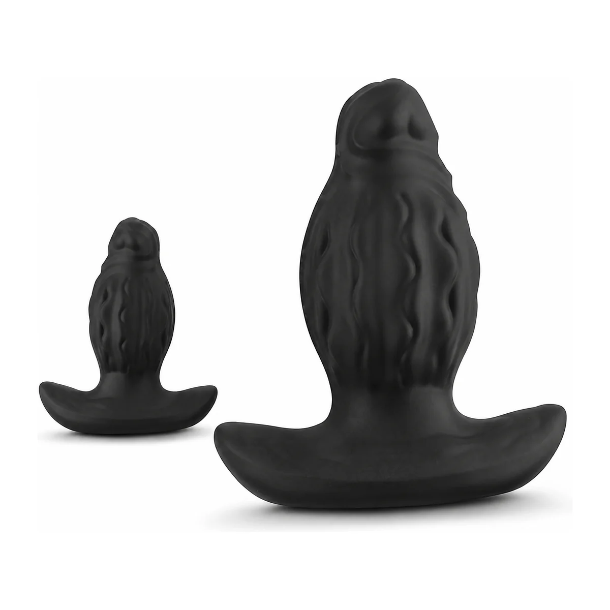 Wearable Expander Plug, textured black silicone in two sizes