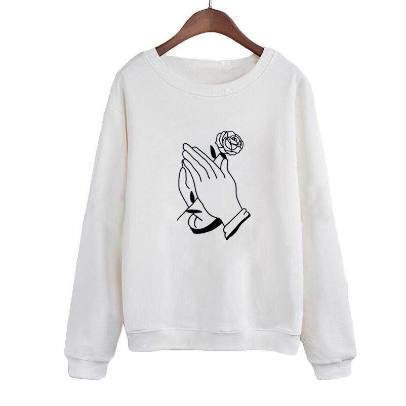 Praying With A Rose Sweatshirt - Onyx Bunny