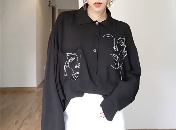 face aesthetics sketch oversized collar shirt7