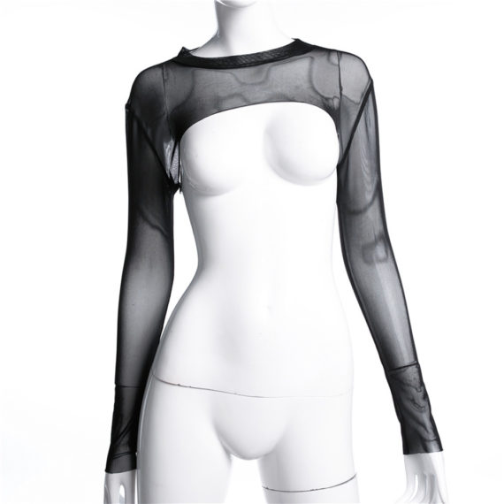 mesh collar and sleeves crop top3