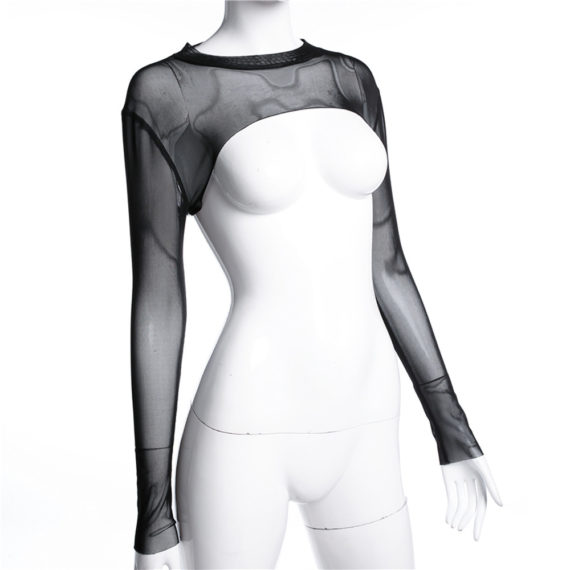 mesh collar and sleeves crop top4