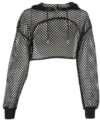 Fishnet Crop Top Hoodie