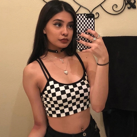 Checkerboard Strap Crop Top - Ready to Wear