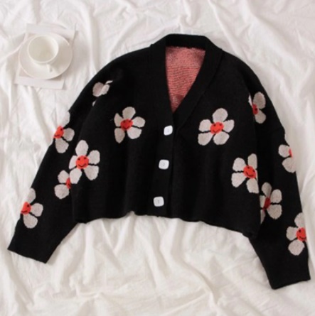 Lovely Flower Shower Sweater - Onyx Bunny